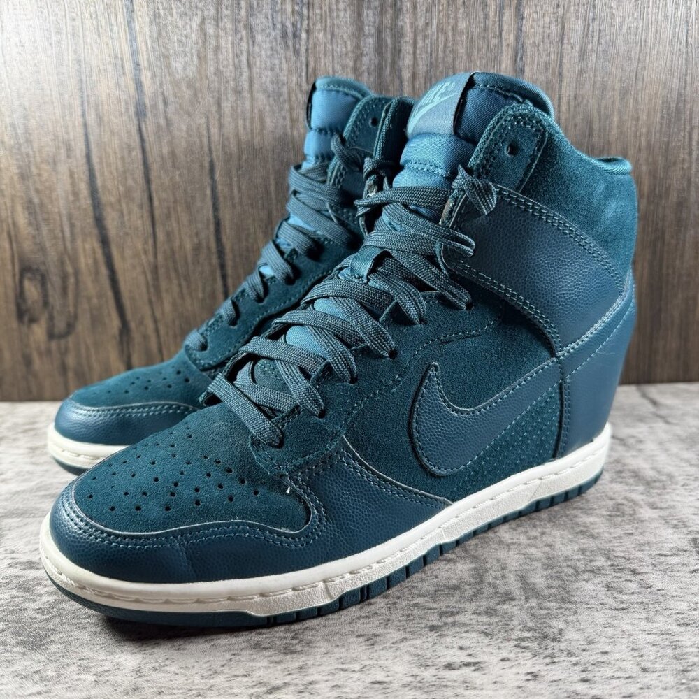 MINT 2013 Nike Dunk Sky Hi Essential Wedge Dark Sea Blue Women Sz 7 528899-300 - Picture 2 of 10
